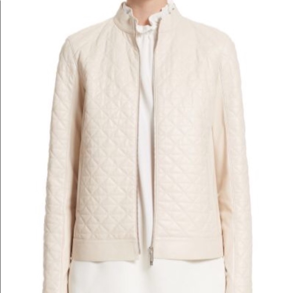 Lafayette 148 Cream Leather Jacket